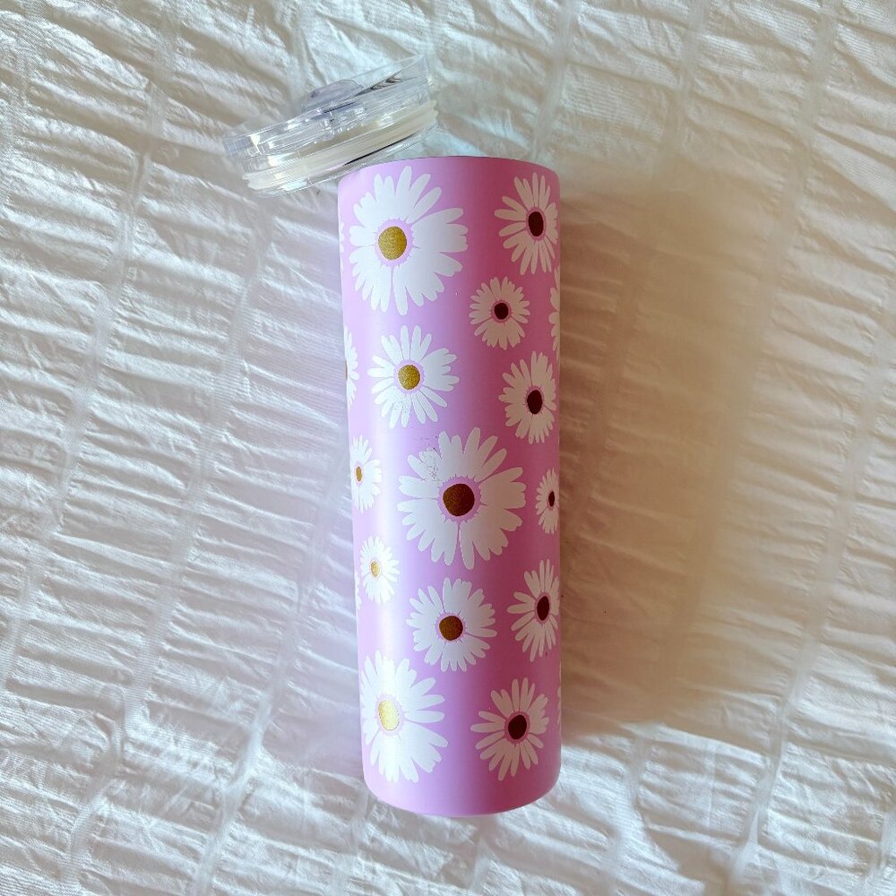 Pink Daisy Stainless Steel Tumbler